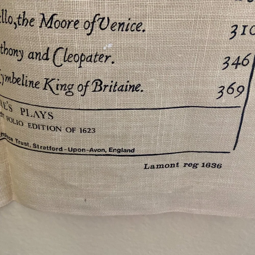 NWOT Wall Decor Irish Linen Catalogve Comedies Hiftories Tragedies
